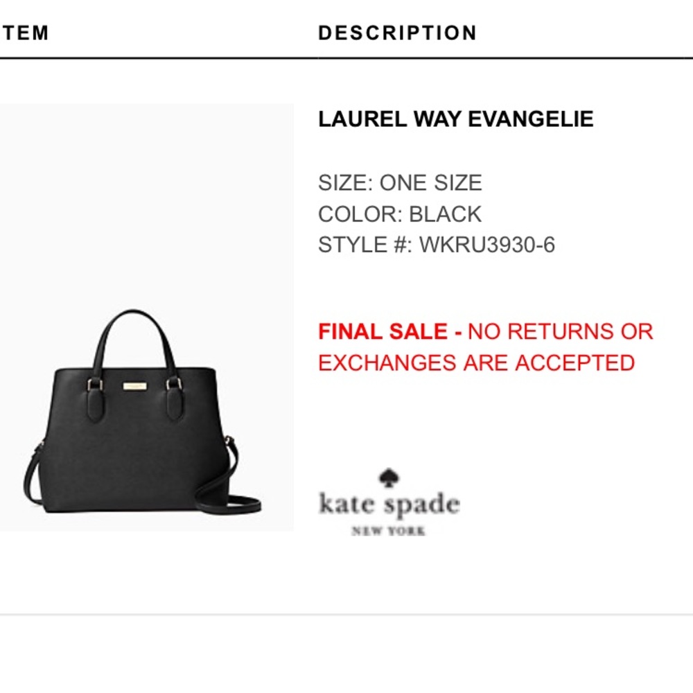 Kate Spade Purse, Laurel Way Evangeline